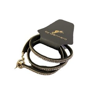 Rhinestone and Faux Suede with Gold Accent Toggle Closure Bracelet by Gennaro